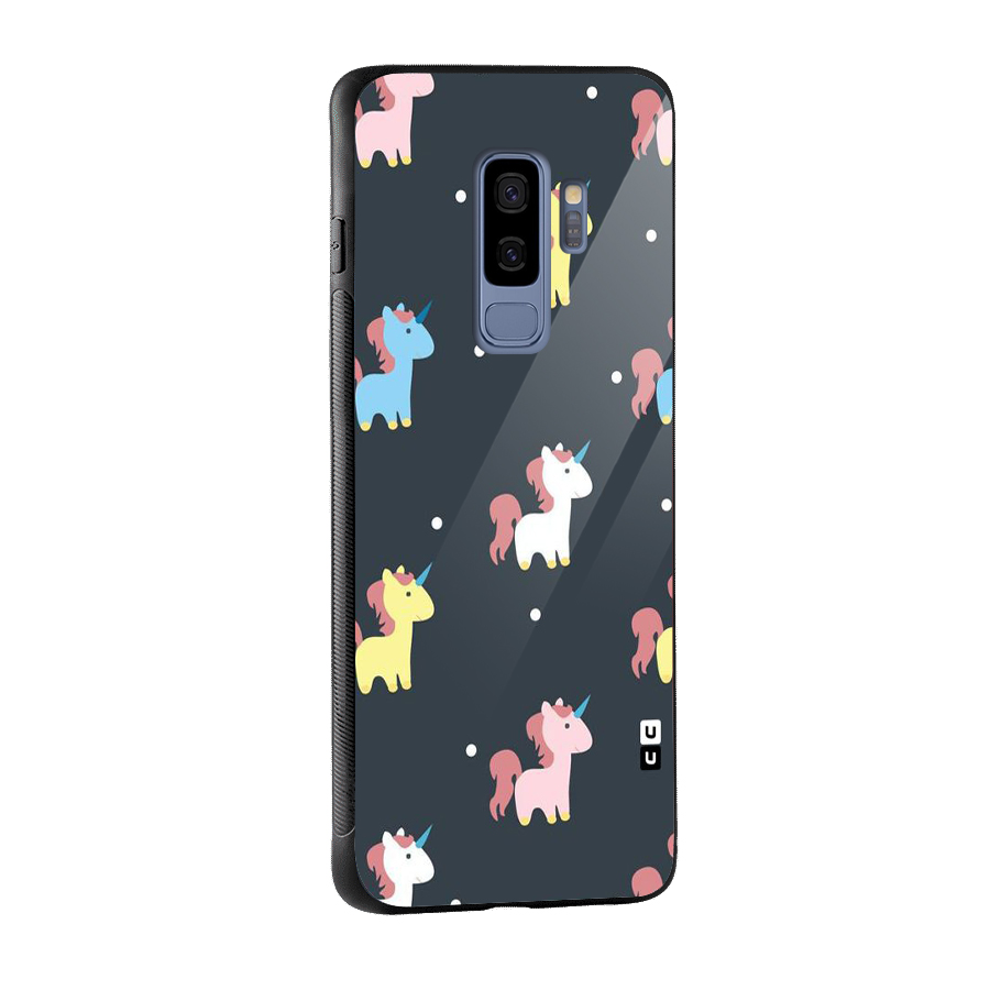 Unicorn Pattern Glass Back Case for Galaxy S9 Plus