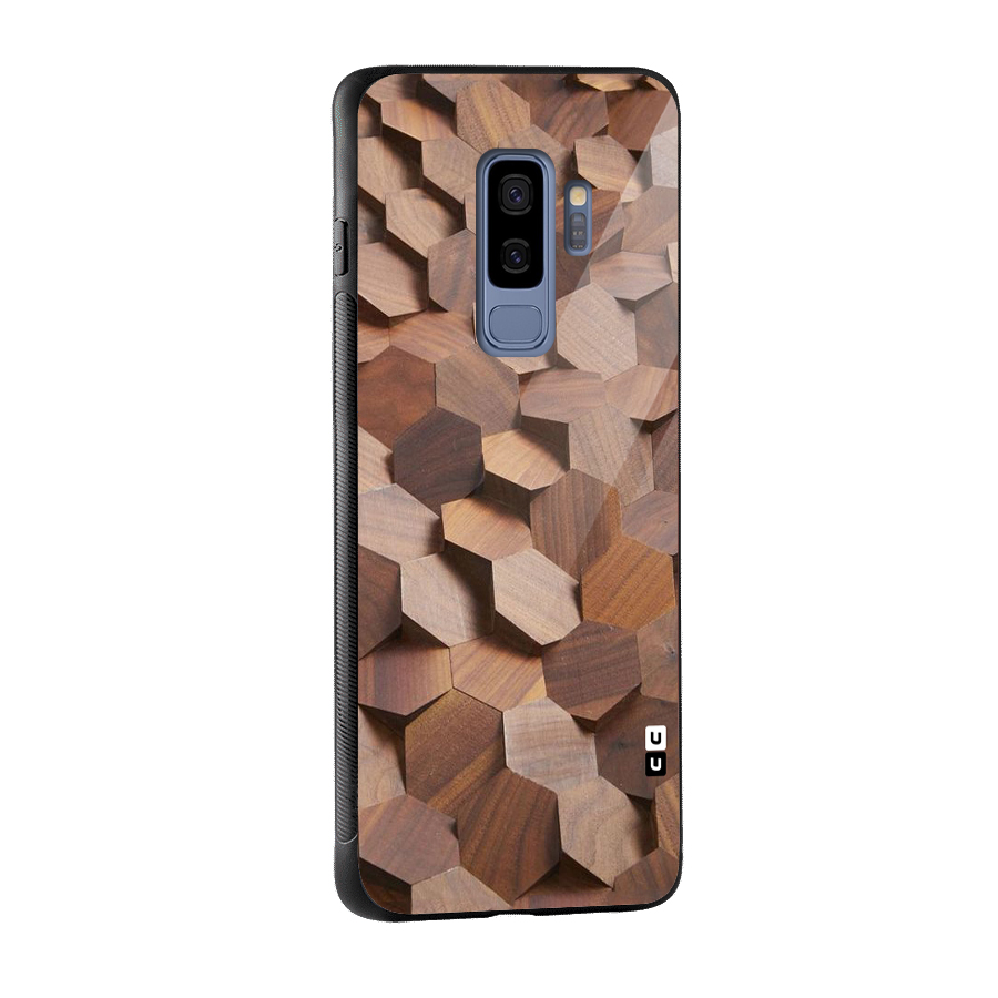 Uplifted Wood Hexagons Glass Back Case for Galaxy S9 Plus