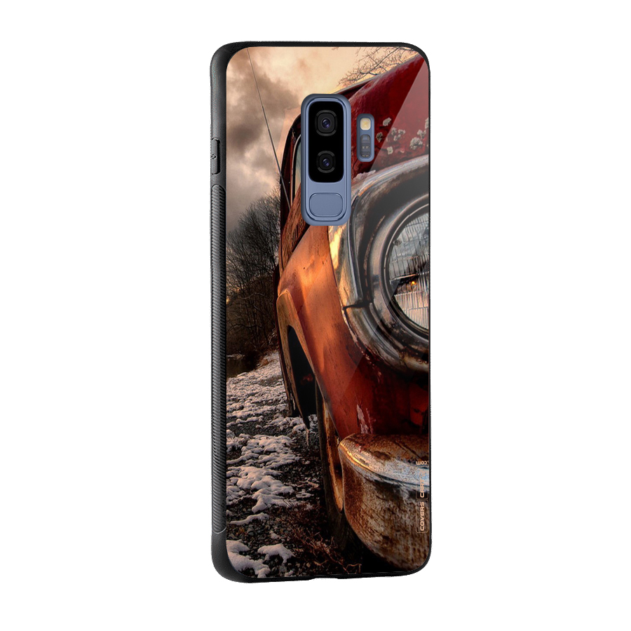 Vintage Car Headlight Glass Back Case for Galaxy S9 Plus