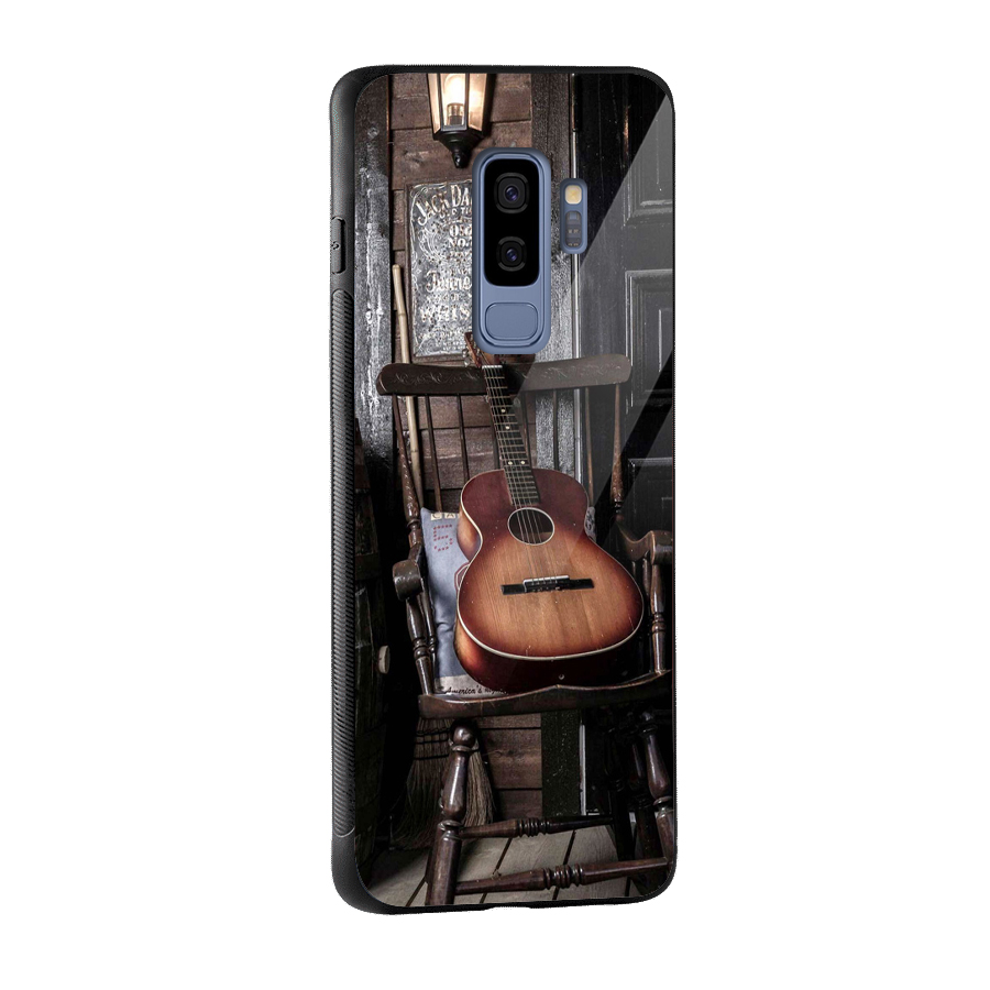 Vintage Chair Guitar Glass Back Case for Galaxy S9 Plus