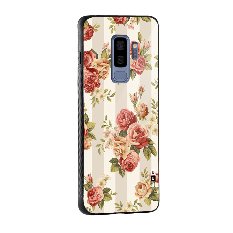 Vintage Color Flowers Glass Back Case for Galaxy S9 Plus