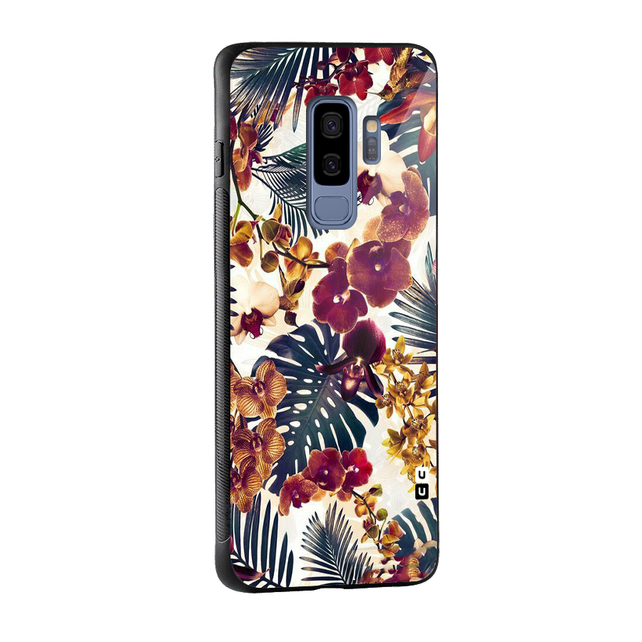 Vintage Rustic Flowers Glass Back Case for Galaxy S9 Plus