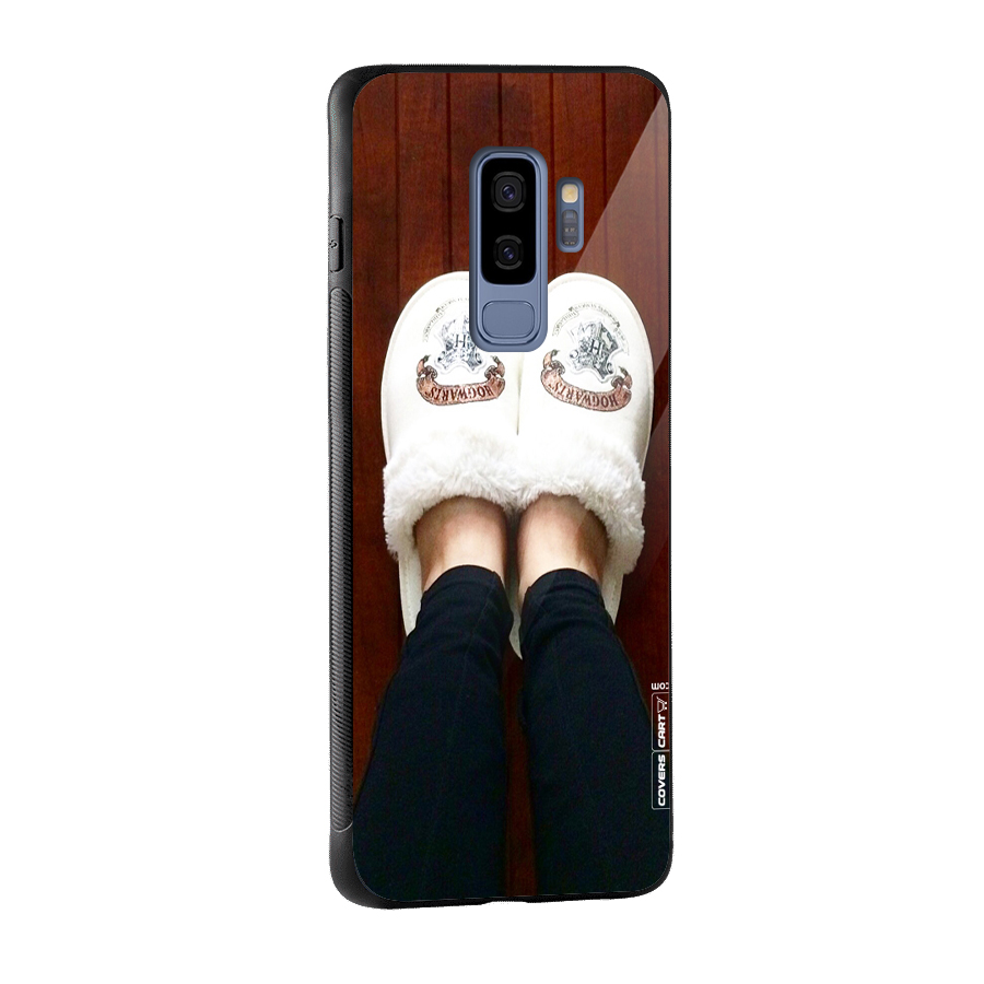 White Feets Glass Back Case for Galaxy S9 Plus