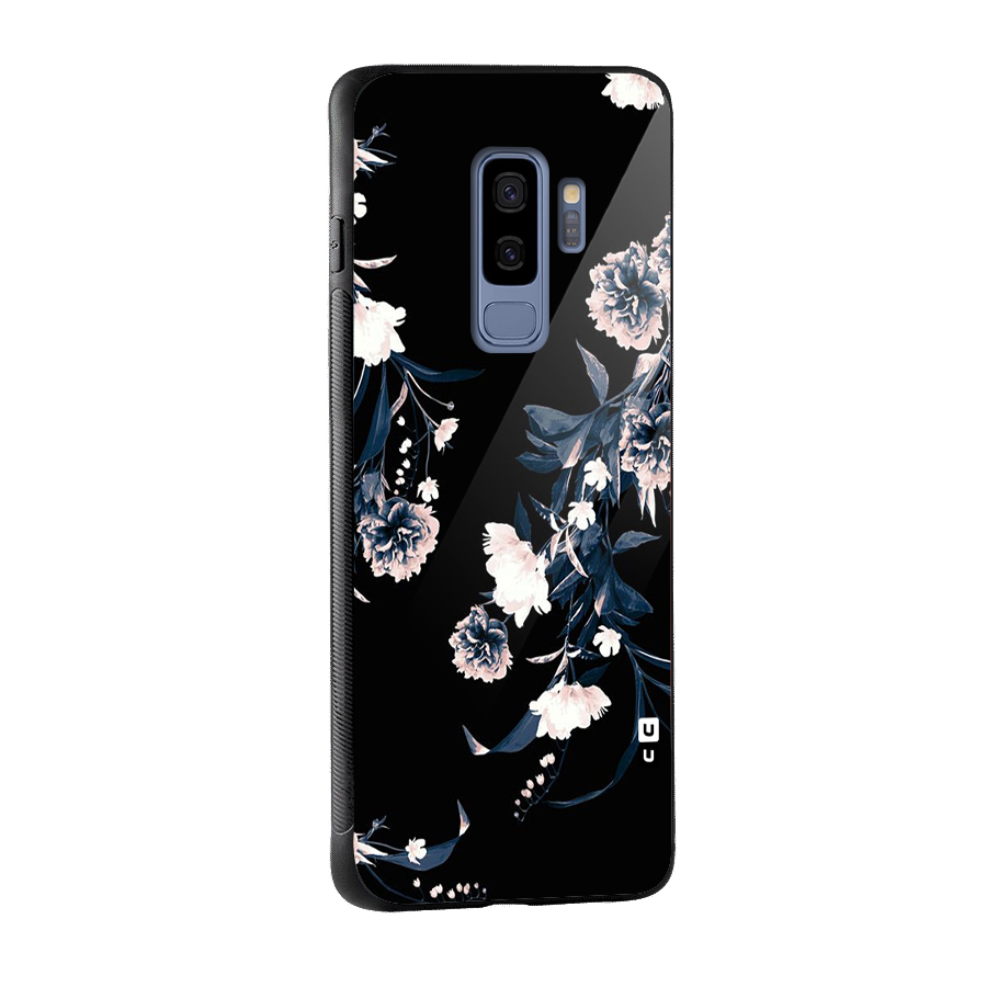 White Flora Glass Back Case for Galaxy S9 Plus