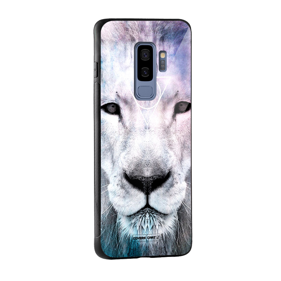 White Lion Glass Back Case for Galaxy S9 Plus