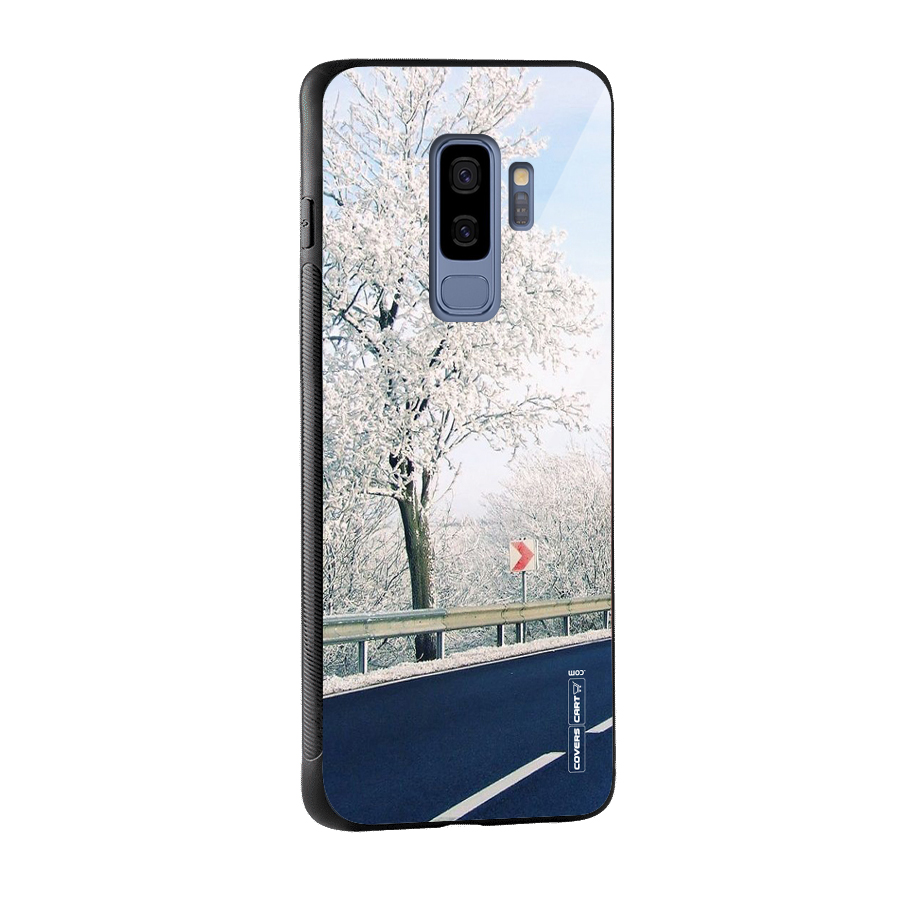 White Snow Tree Glass Back Case for Galaxy S9 Plus