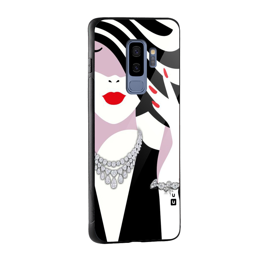 Women Beauty Glass Back Case for Galaxy S9 Plus
