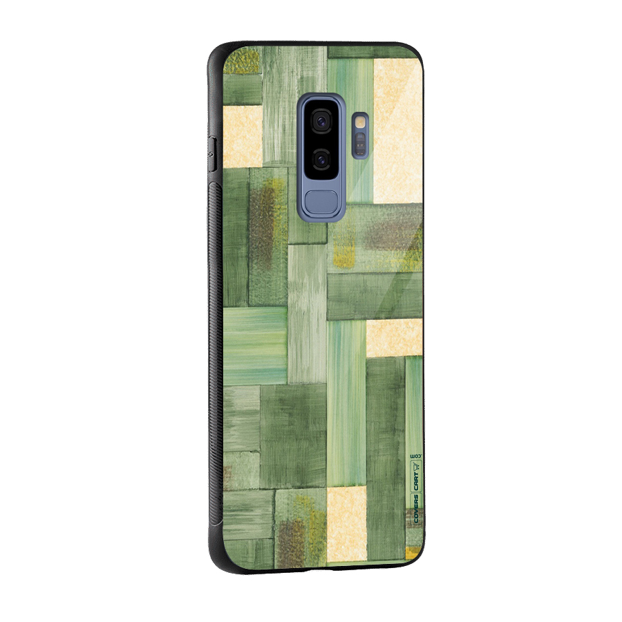 Wooden Green Texture Glass Back Case for Galaxy S9 Plus