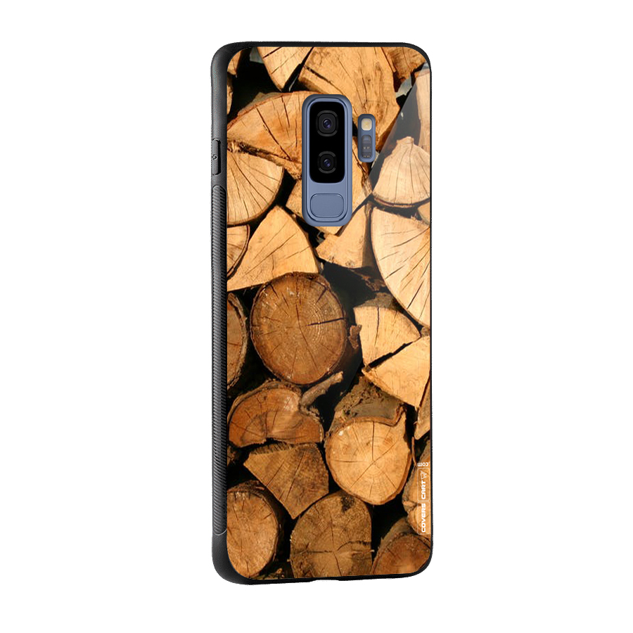 Wooden Logs Glass Back Case for Galaxy S9 Plus