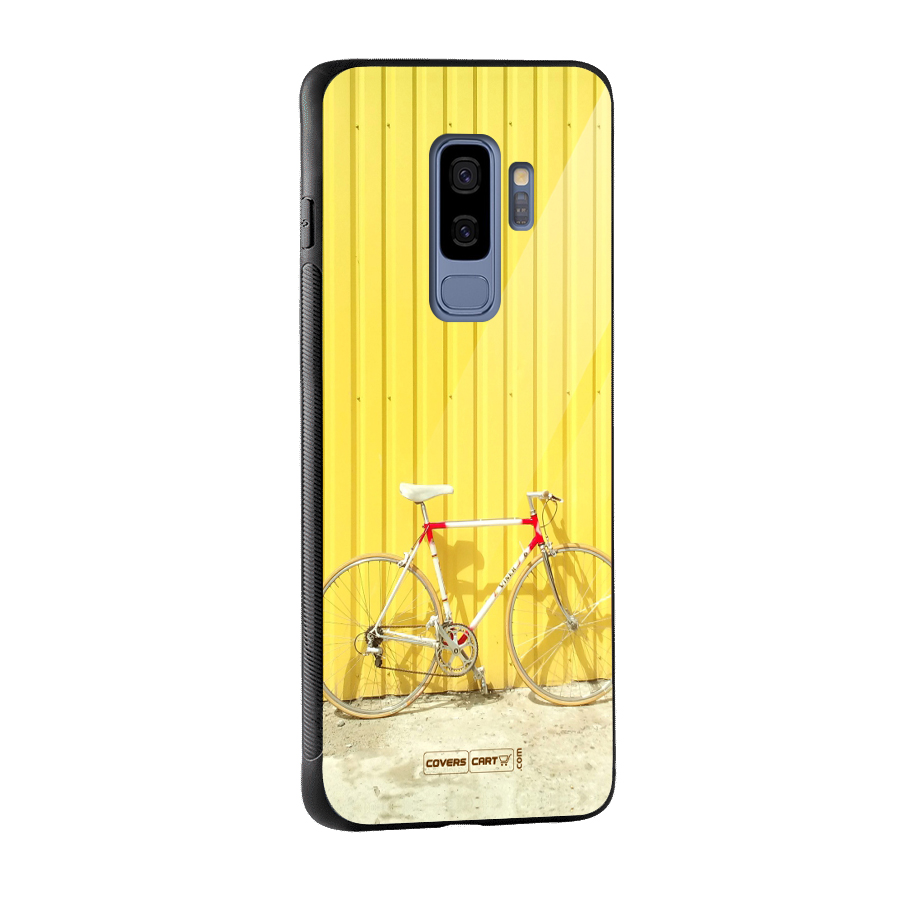 Yellow Cycle Classic Glass Back Case for Galaxy S9 Plus