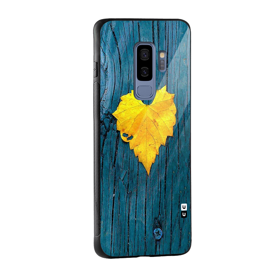 Yellow Leaf Glass Back Case for Galaxy S9 Plus
