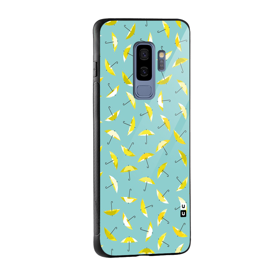Yellow Umbrella Pattern Glass Back Case for Galaxy S9 Plus