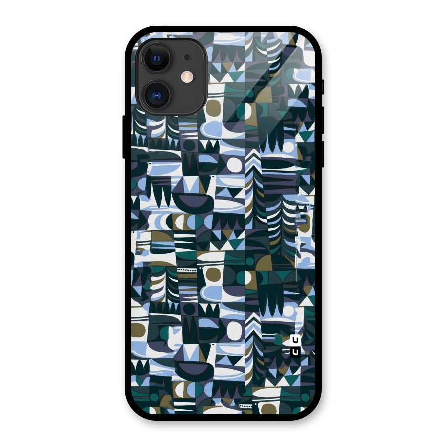 Abstract Blues Glass Back Case for iPhone 11