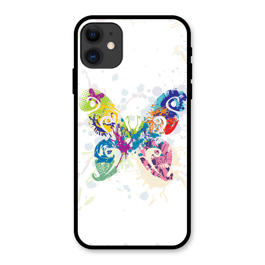 Abstract Butterfly Glass Back Case for iPhone 11