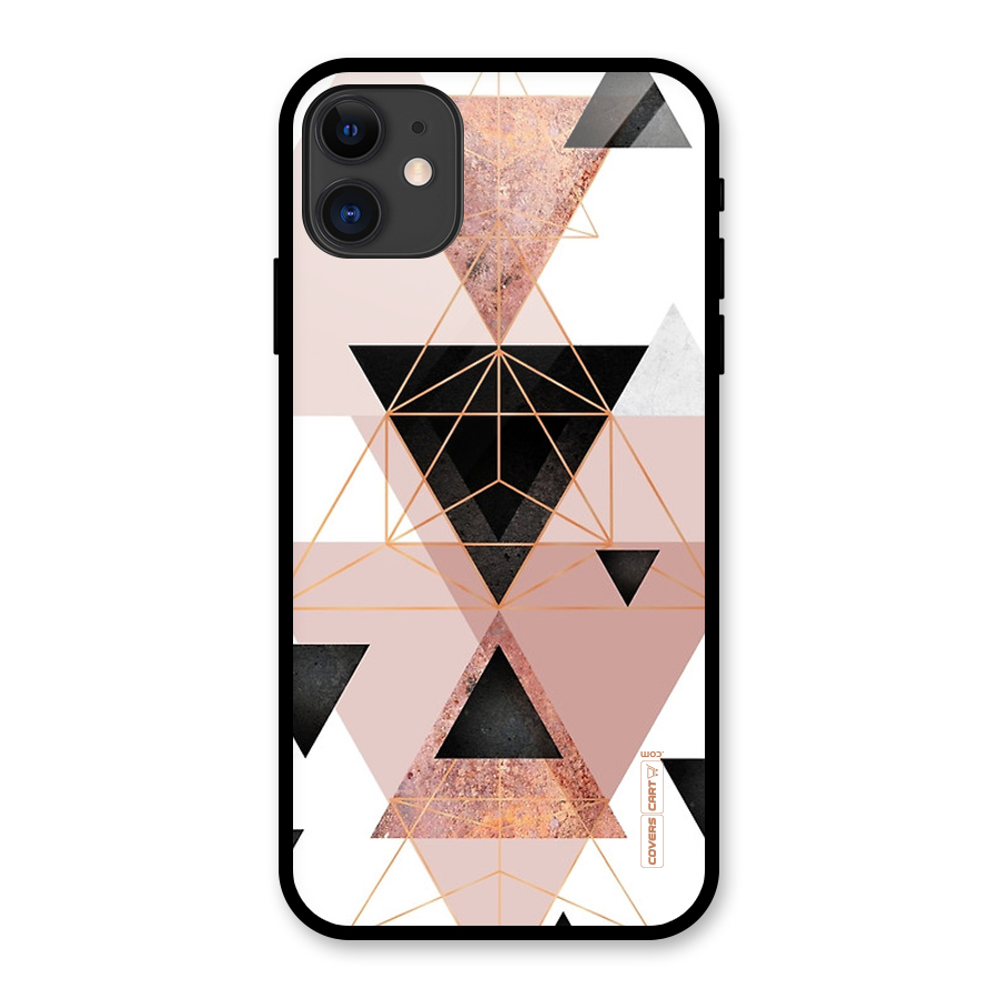 Abstract Rose Gold Triangles Glass Back Case for iPhone 11