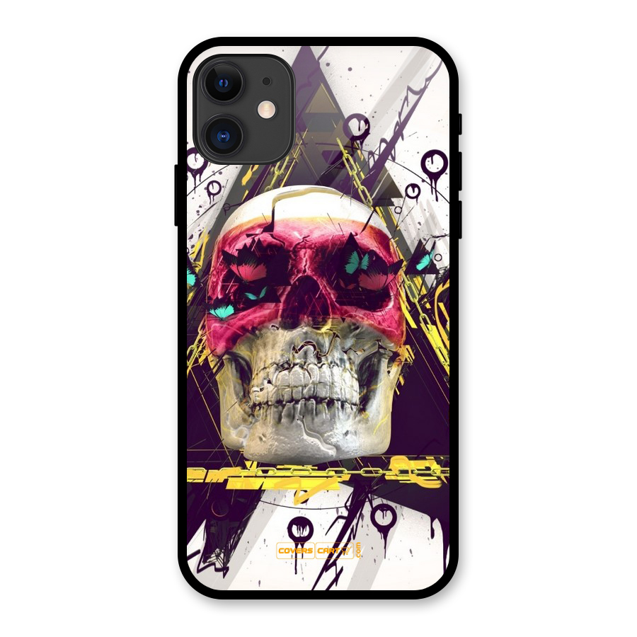 Abstract Skull Glass Back Case for iPhone 11