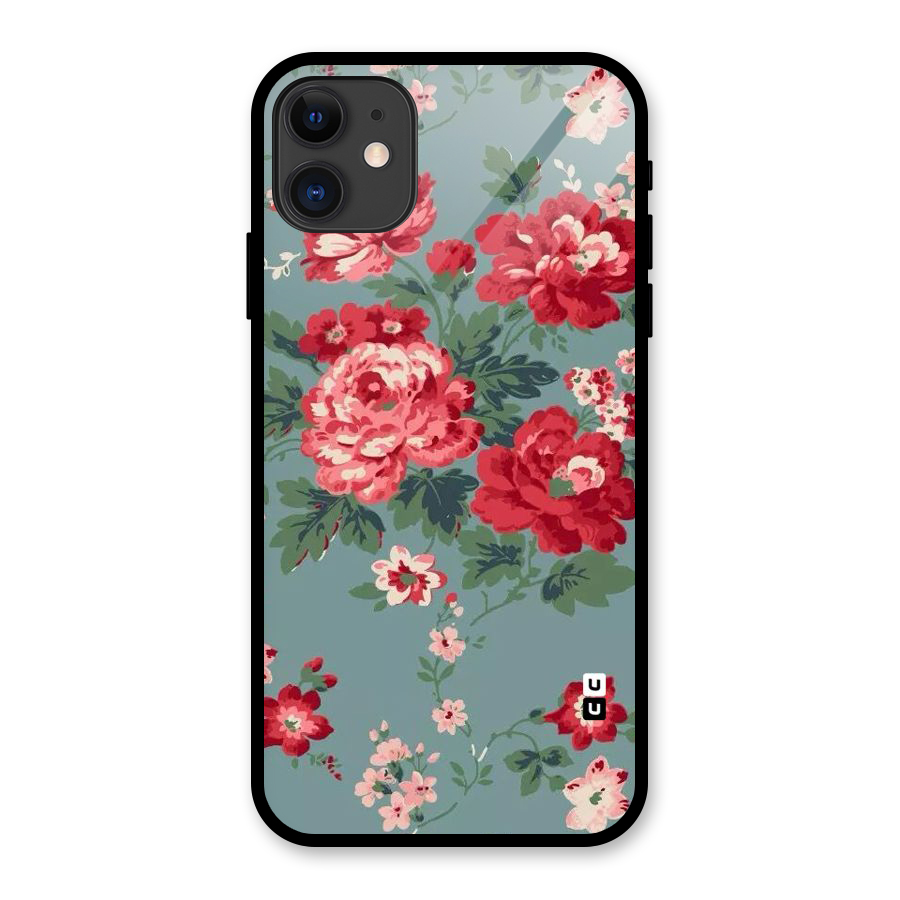 Aesthetic Floral Red Glass Back Case for iPhone 11