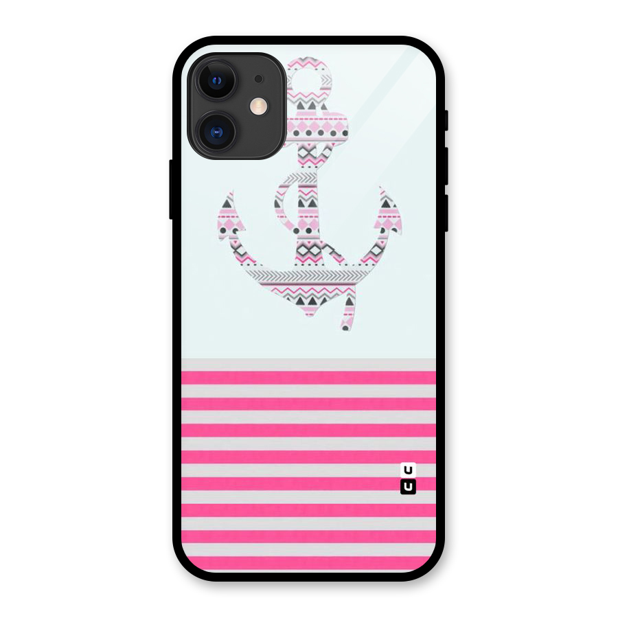Anchor Design Stripes Glass Back Case for iPhone 11