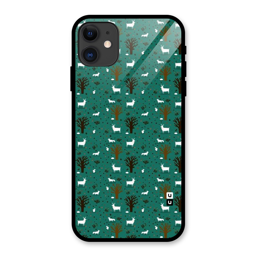 Animal Grass Pattern Glass Back Case for iPhone 11