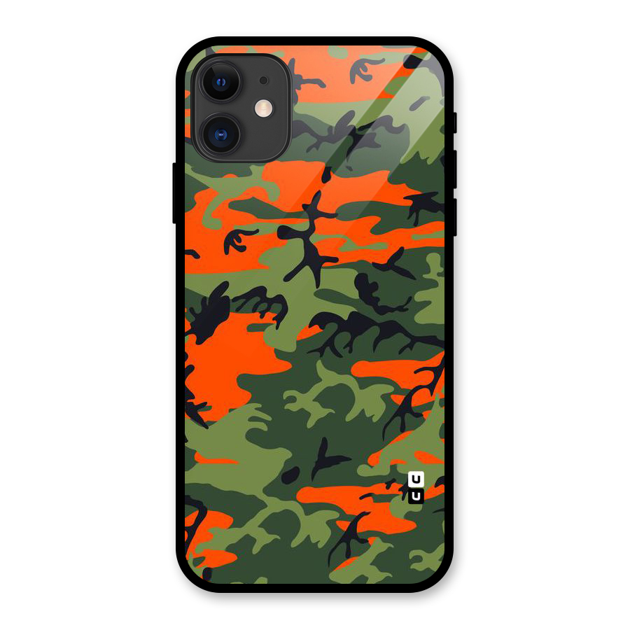 Army Pattern Glass Back Case for iPhone 11