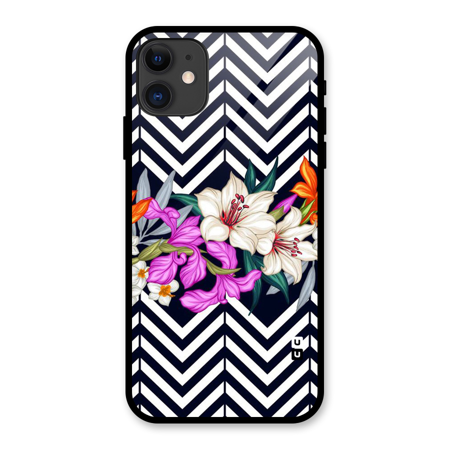 Artsy ZigZag Floral Glass Back Case for iPhone 11
