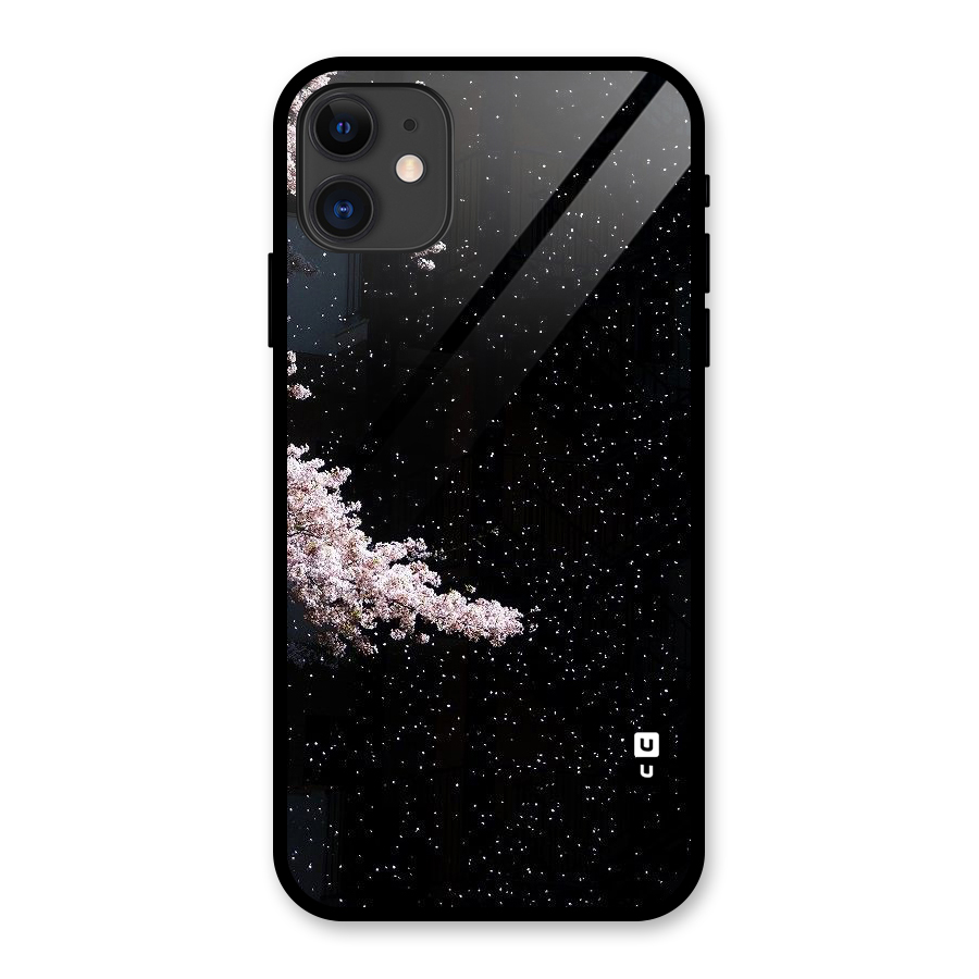 Beautiful Night Sky Flowers Glass Back Case for iPhone 11