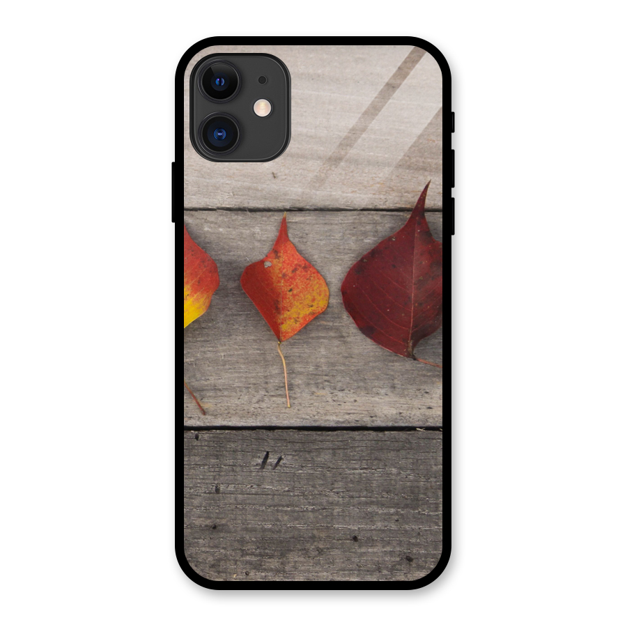 Beautiful Wood Leafs Glass Back Case for iPhone 11