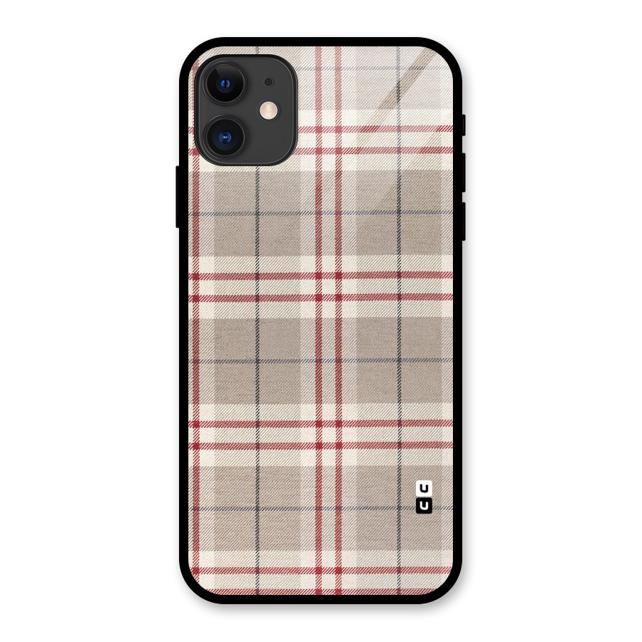Beige Red Check Glass Back Case for iPhone 11