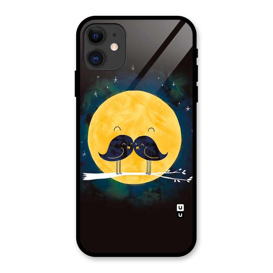 Bird Moustache Glass Back Case for iPhone 11
