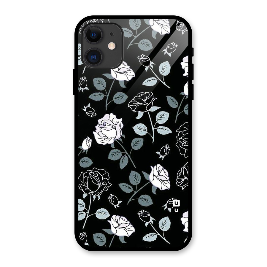 Black Artsy Bloom Glass Back Case for iPhone 11