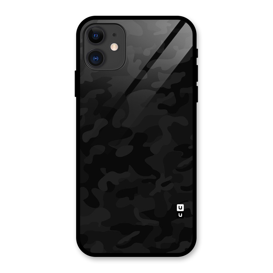 Black Camouflage Glass Back Case for iPhone 11