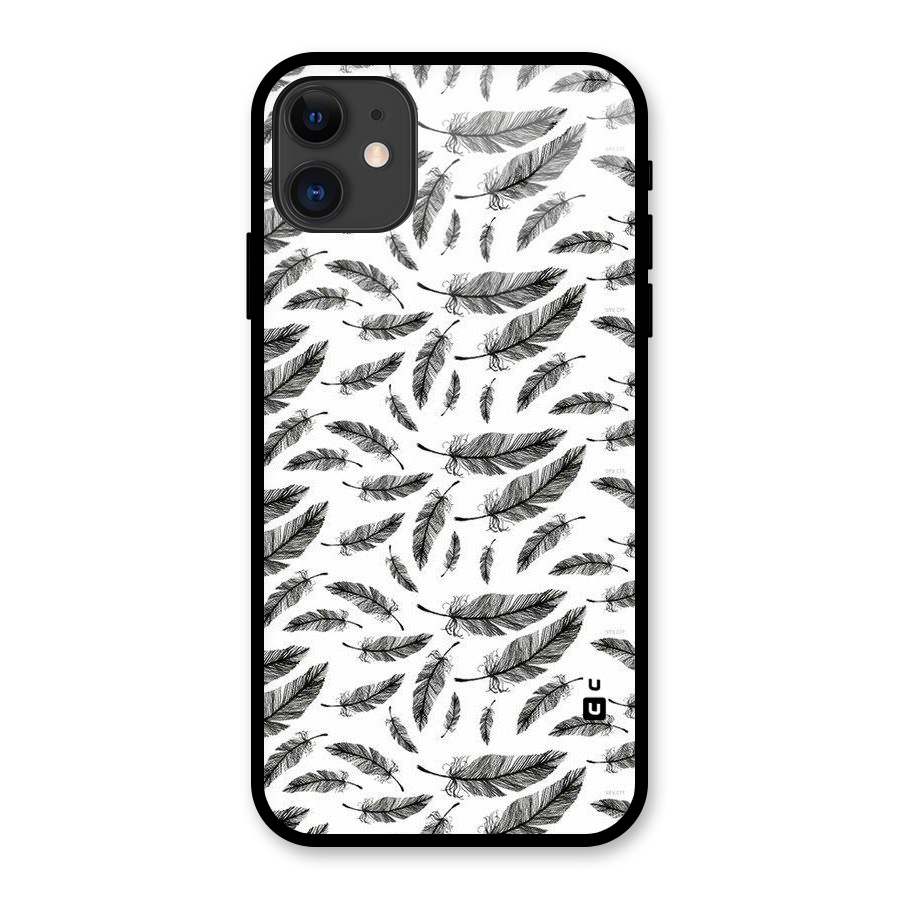 Black Feather Glass Back Case for iPhone 11