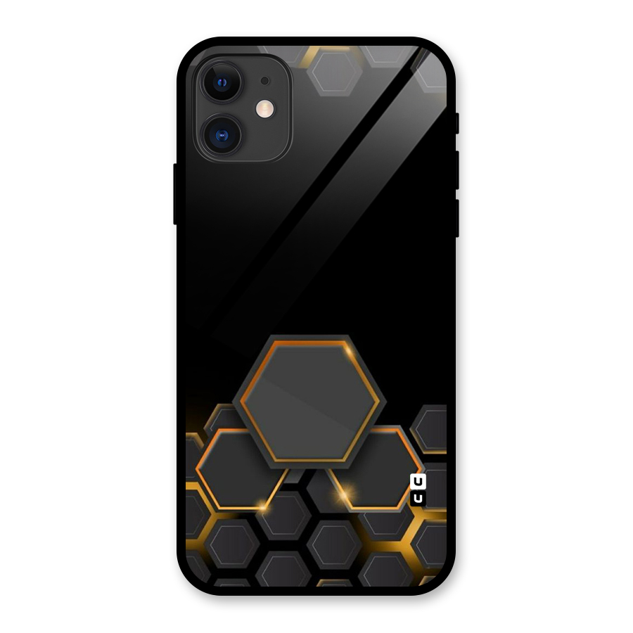 Black Gold Hexa Glass Back Case for iPhone 11
