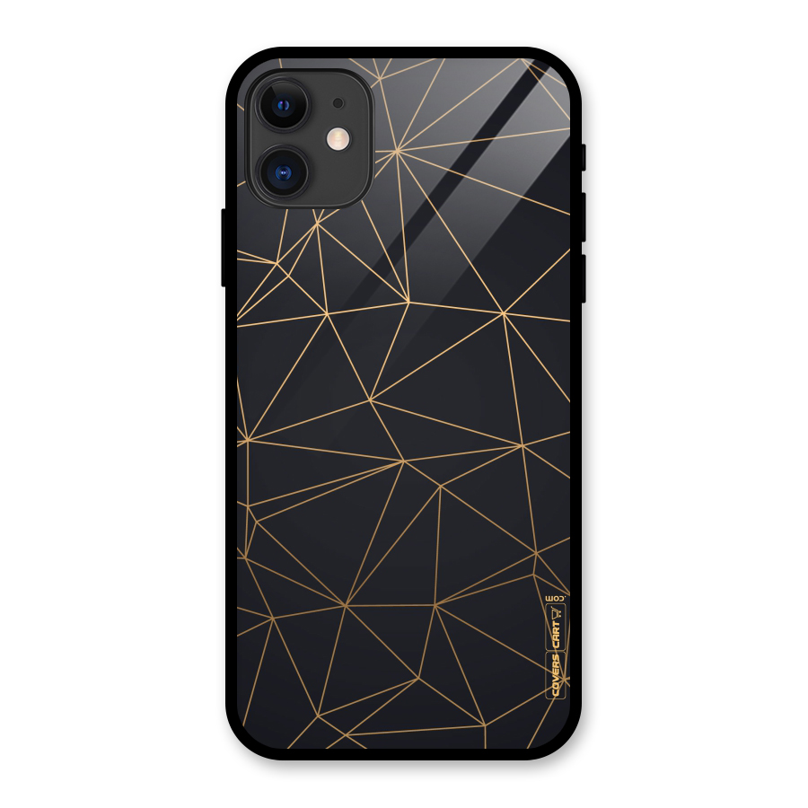 Black Golden Lines Glass Back Case for iPhone 11