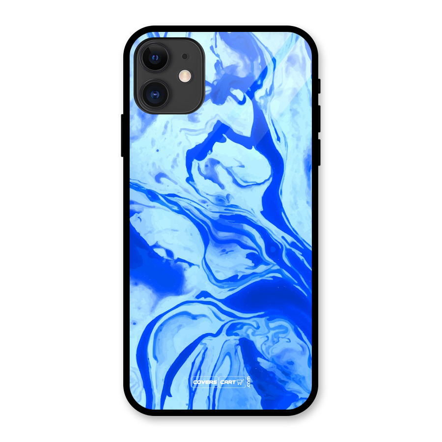 Blaze Blue Marble Texture Glass Back Case for iPhone 11