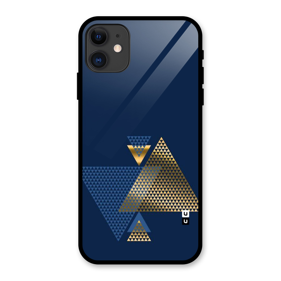 Blue Gold Triangles Glass Back Case for iPhone 11