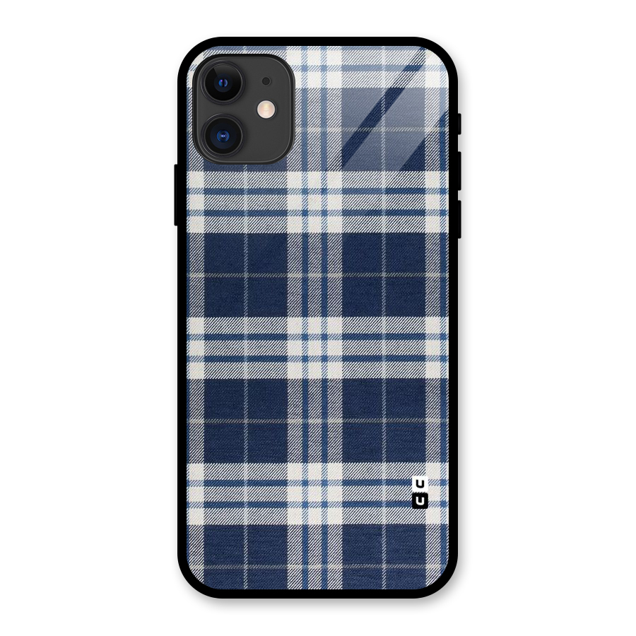 Blue White Check Glass Back Case for iPhone 11