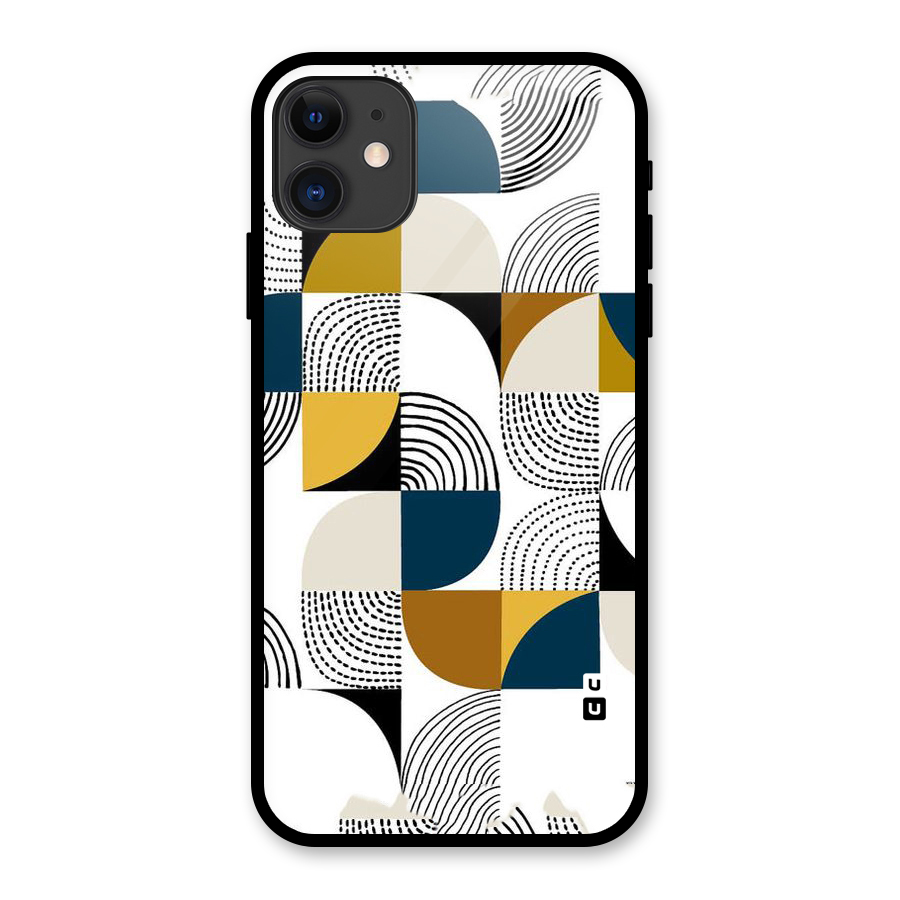 Boxes Pattern Glass Back Case for iPhone 11