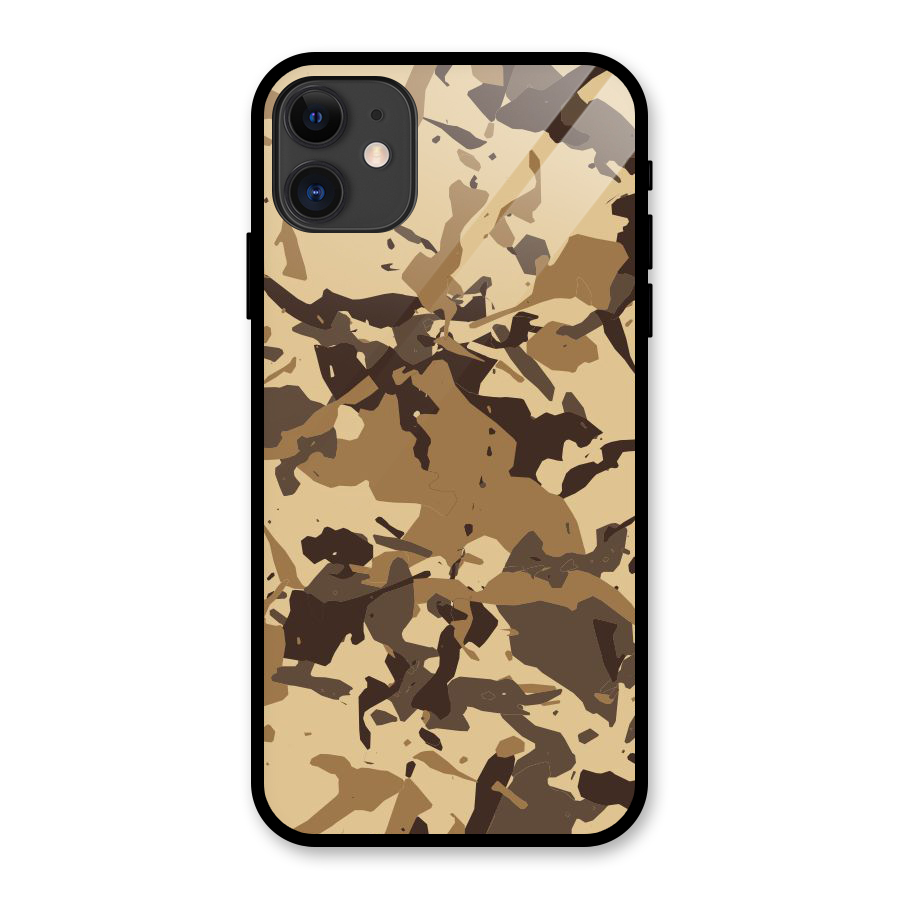 Brown Camouflage Army Glass Back Case for iPhone 11