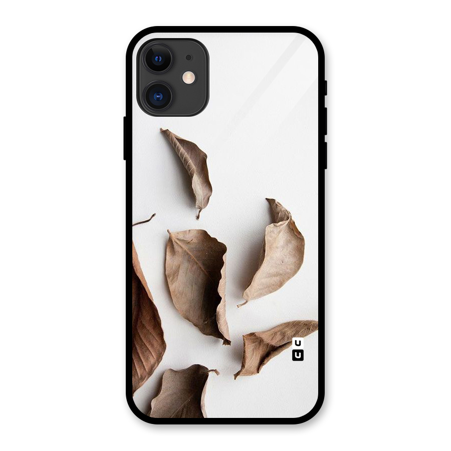 Brown Dusty Leaves Glass Back Case for iPhone 11