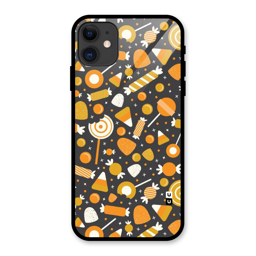 Candies Pattern Glass Back Case for iPhone 11