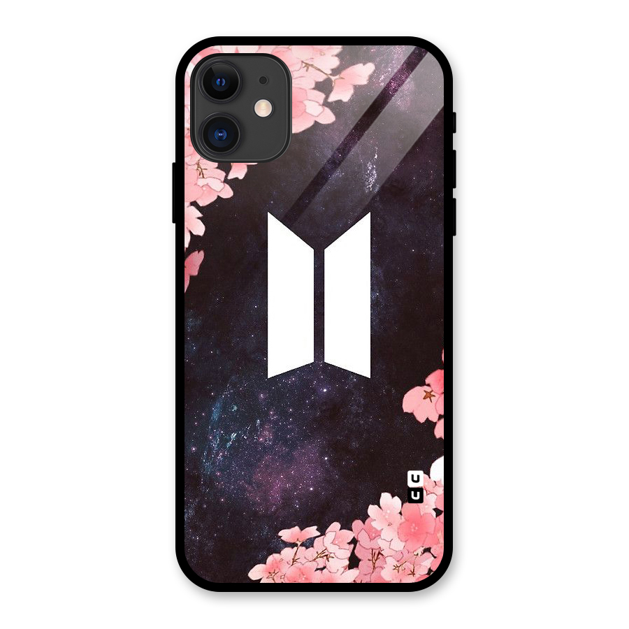Cherry Blossom Pause Design Glass Back Case for iPhone 11