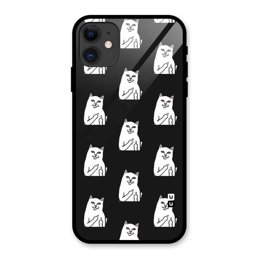 Chill Cat Pattern Glass Back Case for iPhone 11