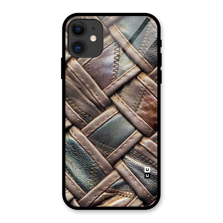 Classic Leather Belt Design Glass Back Case for iPhone 11