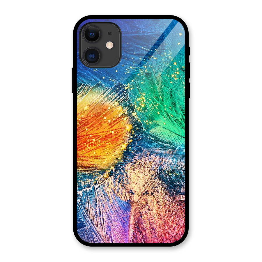 Colorful Leafs Vibrant Glass Back Case for iPhone 11