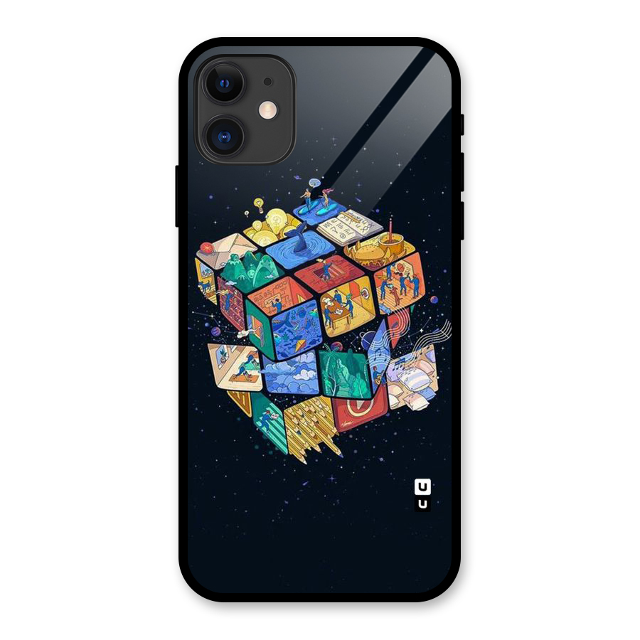 Coloured Rubic Glass Back Case for iPhone 11