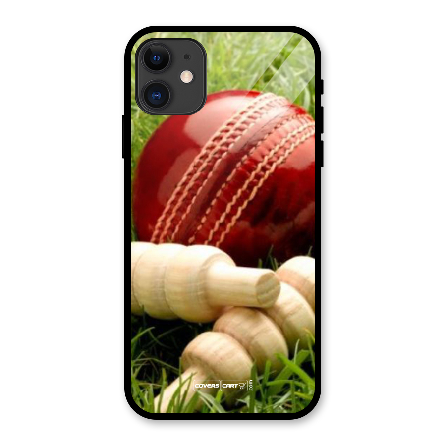Cricket Ball and Stumps Glass Back Case for iPhone 11