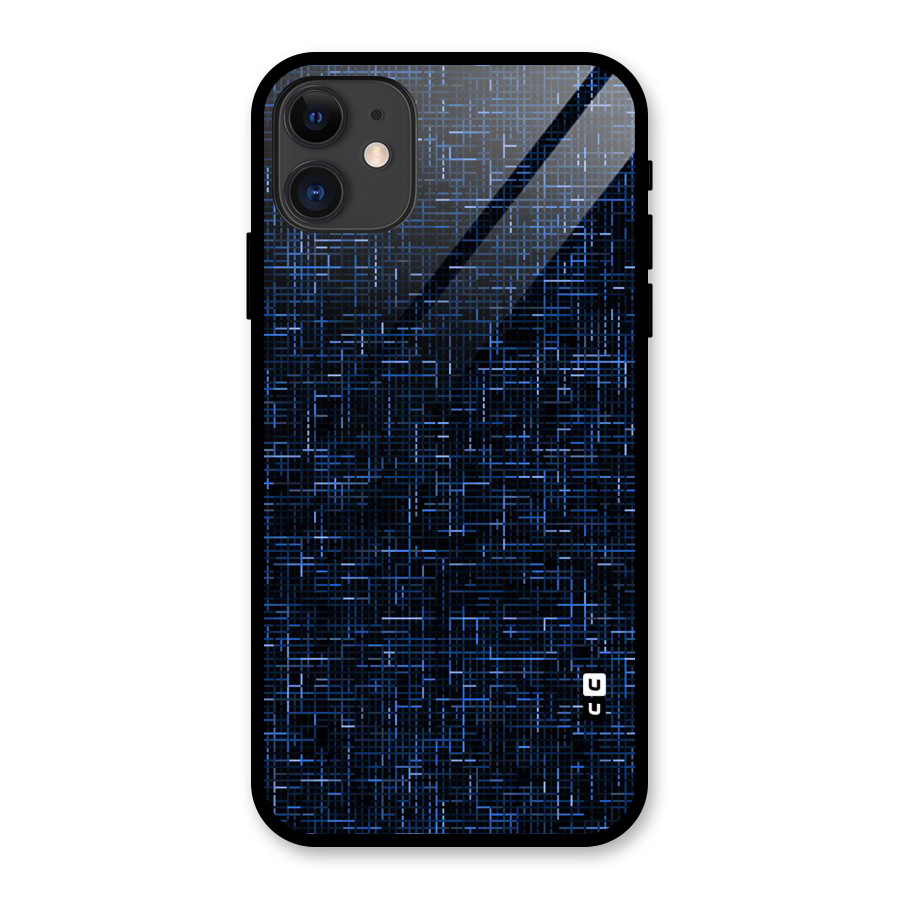 Criss Cross Blue Pattern Glass Back Case for iPhone 11