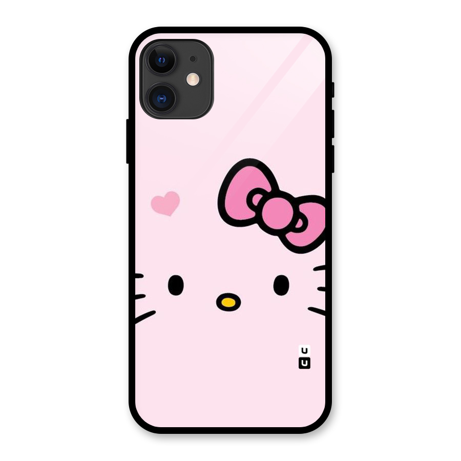 Cute Bow Face Glass Back Case for iPhone 11