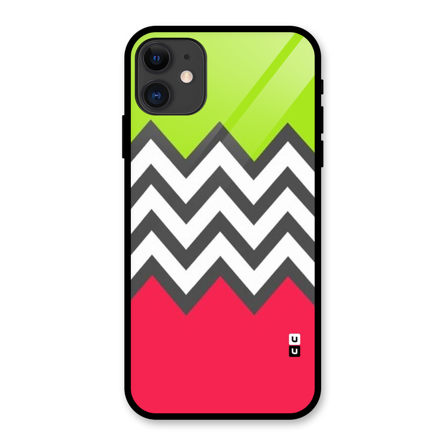 Cute Chevron Glass Back Case for iPhone 11